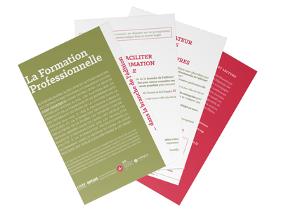 Superposition de pages issues du document "La formation professionnelle dans la branche de l'édition 2025"